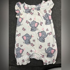 Shein Baby Cartoon Elephant Print Ruffle Trim Romper